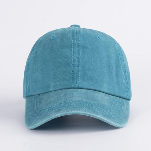 Unisex Washed-aquamarine Baseball Cap Cotton Fits Washed Denim Adjustable Hat - Picture 6 of 7